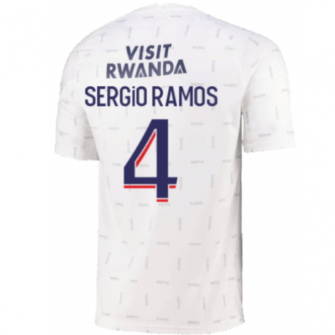 Белая пре-матчевая футболка SERGIO RAMOS ПСЖ 2021-2022
